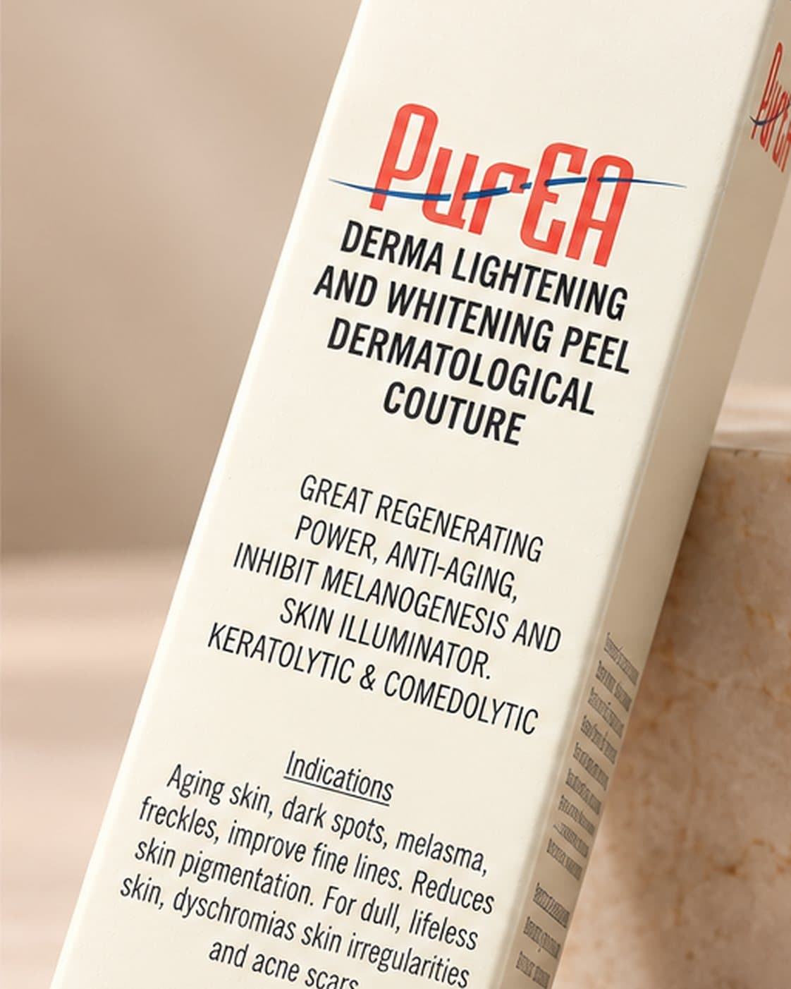 Pure EA Derma Lightening and Whitening Peel, angled view of the box