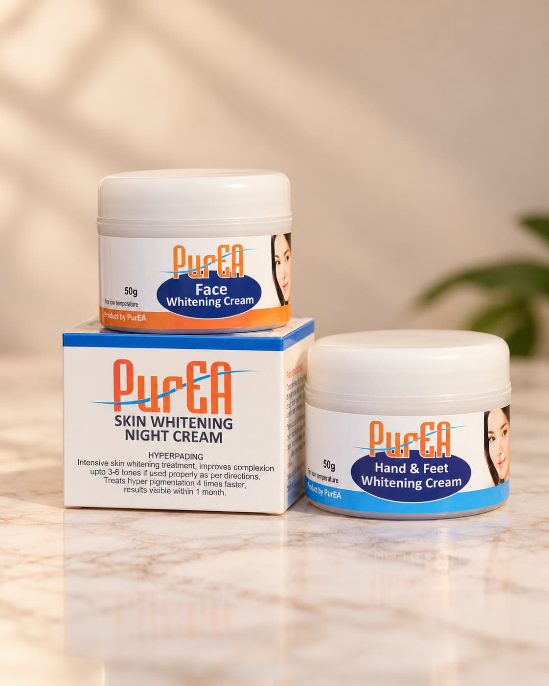Pure EA Regular Face, Hand and Feet Whitening Duo, angled view