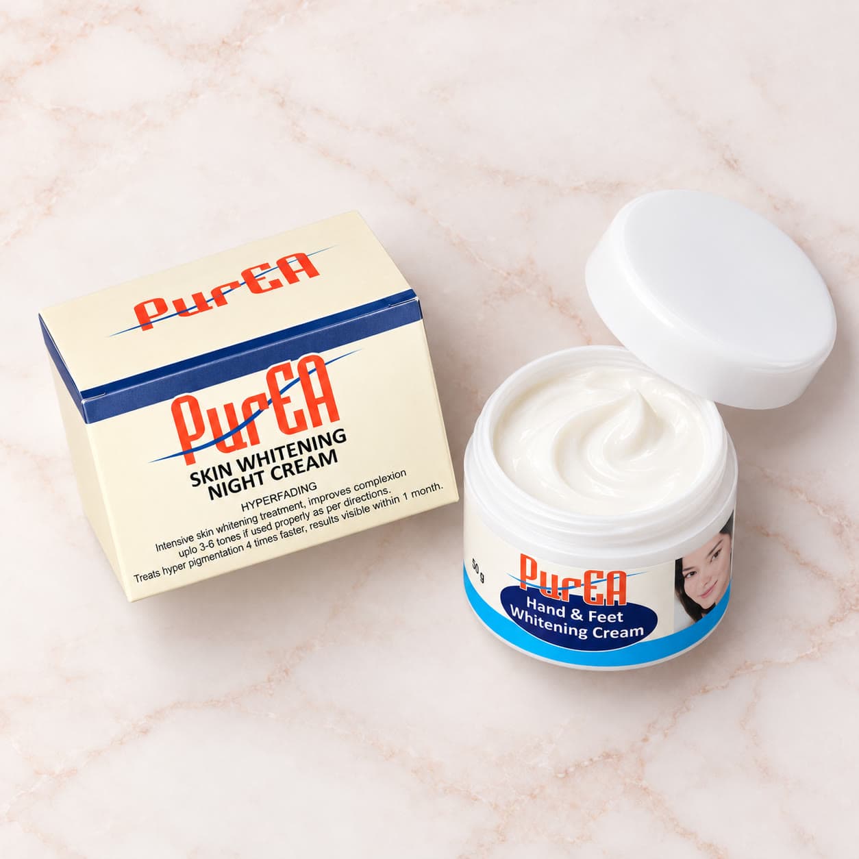 PurEA hand and feet night cream, open jar